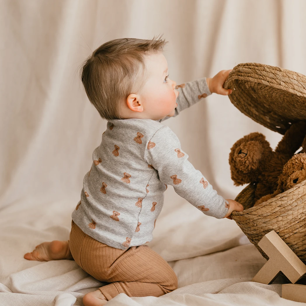 A Tiny Story-collectie Shirtje beertjes (light grey melange)