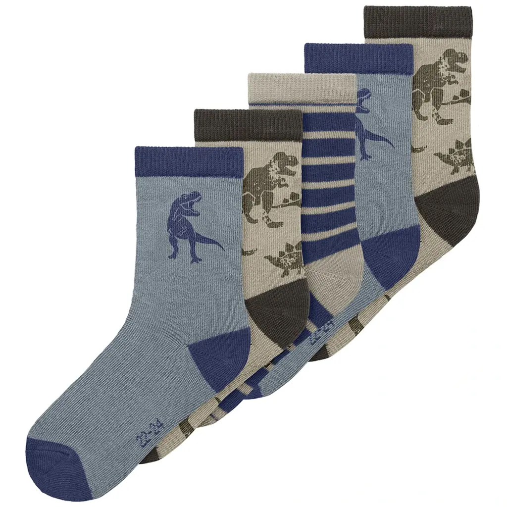 Vijf paar sokken Niel (delicioso/blue print/island fossil)