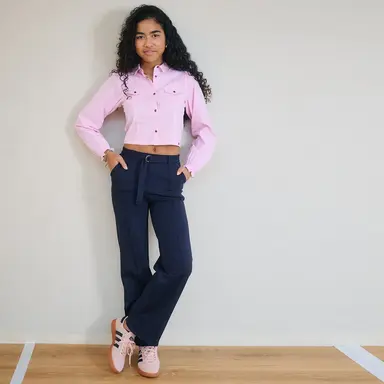 Broek met riempje Salet interlock (navy blazer)