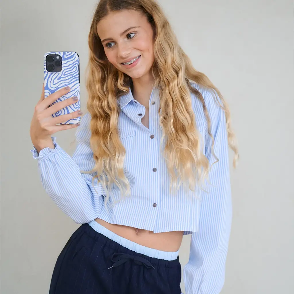 Blouse Tikky cropped (bright sky)