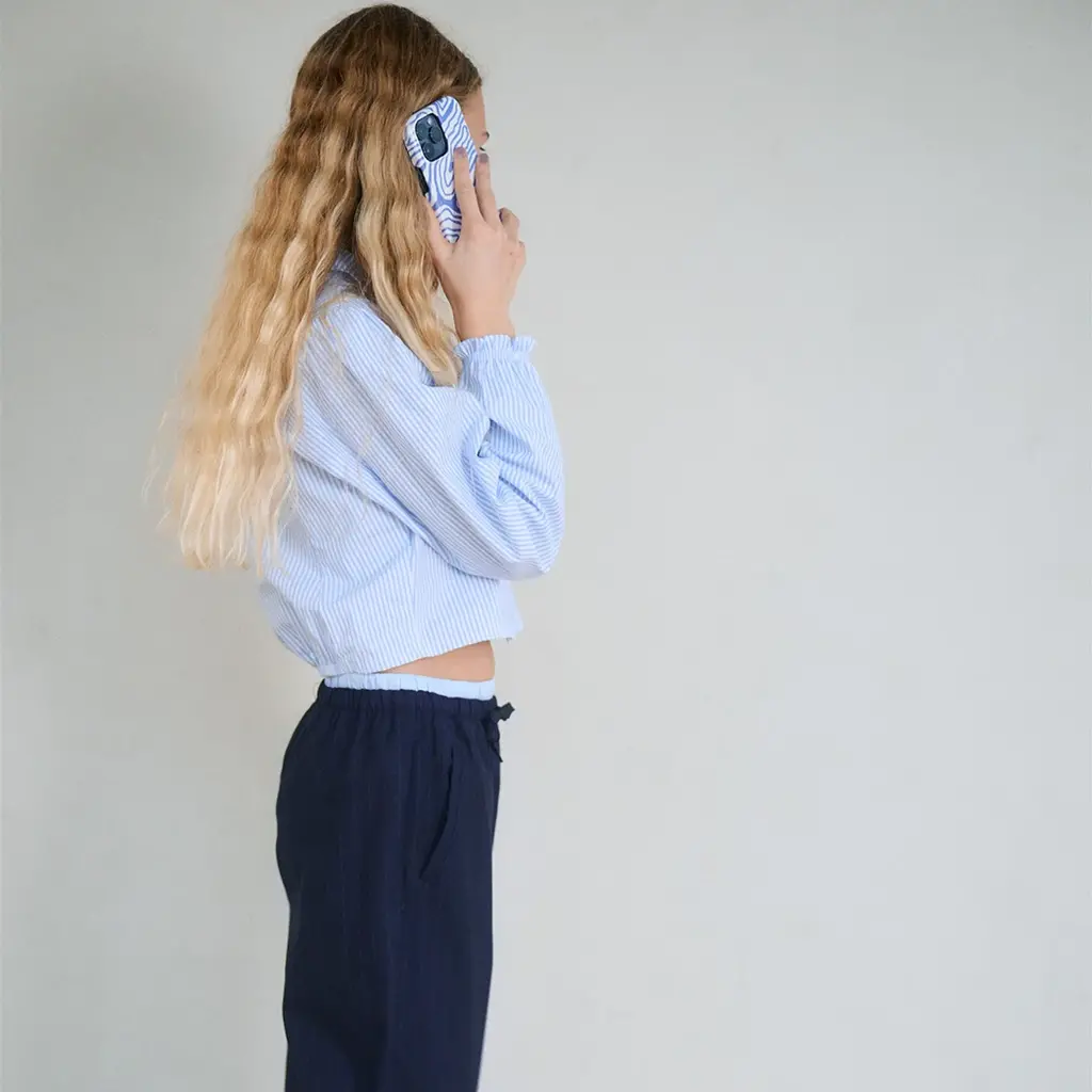 Broek Sub pinstripe wide fit (navy blazer)