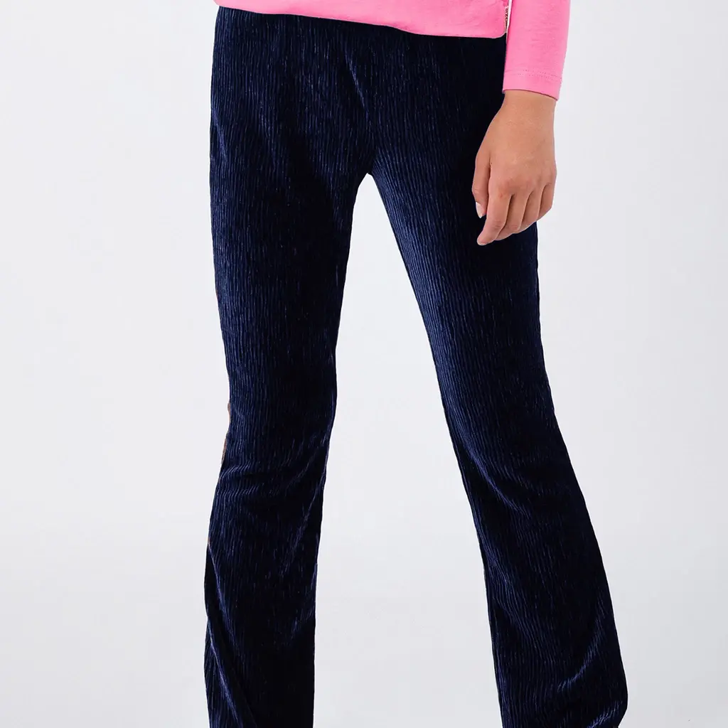Broek Puck flared velvet (navy)