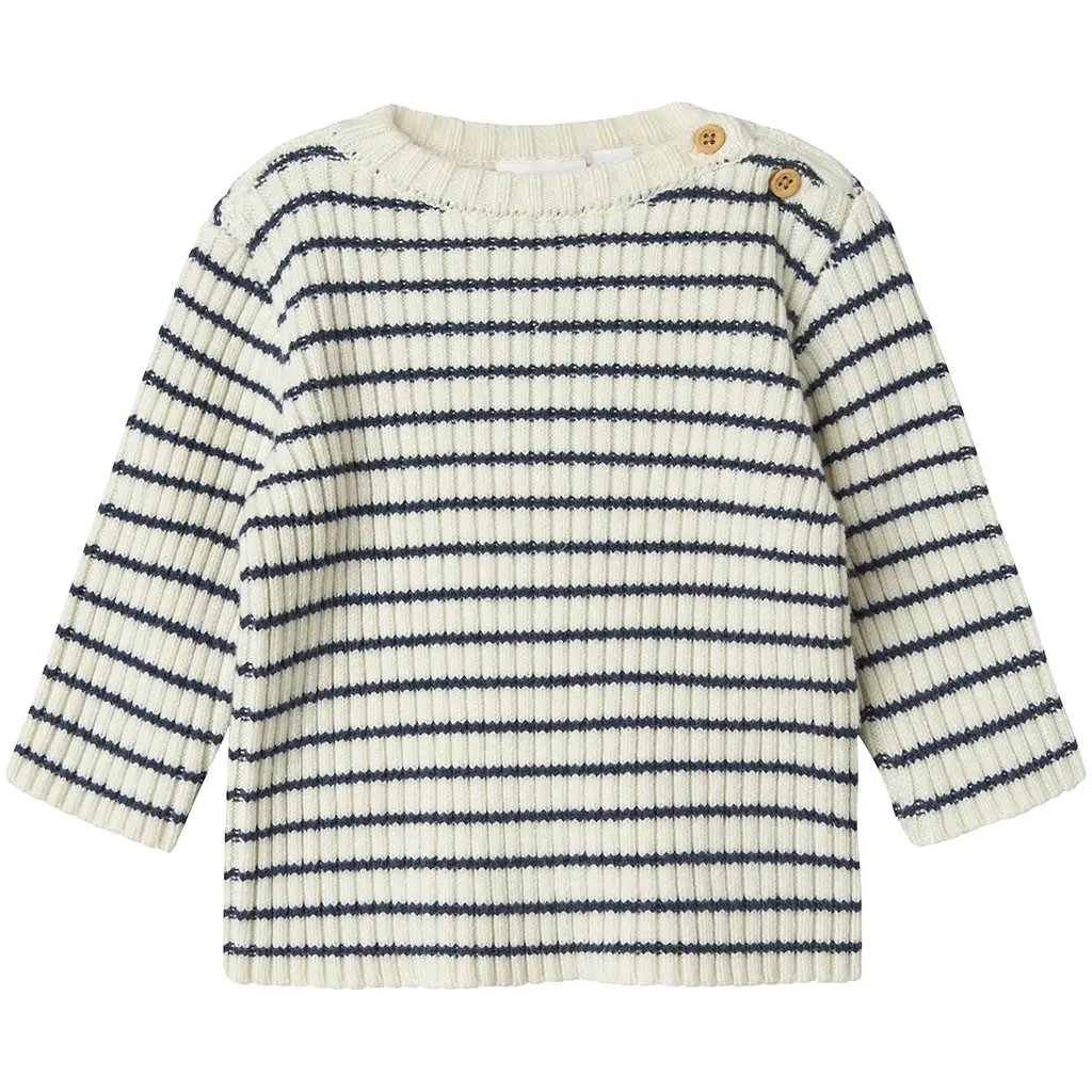 Gebreid truitje Ostripe (insignia blue/cloud dancer)