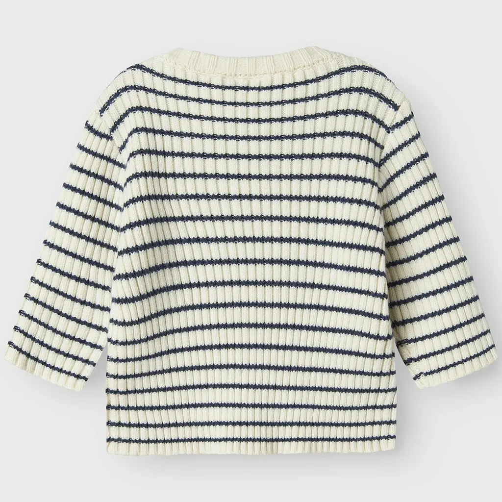 Gebreid truitje Ostripe (insignia blue/cloud dancer)