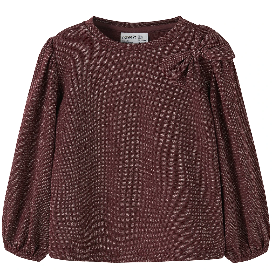 Name It-collectie Top glitter Roisin (burgundy)