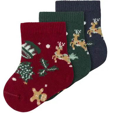 KERST drie paar sokjes Vismas (jester red/navy blazer/botanical garden)