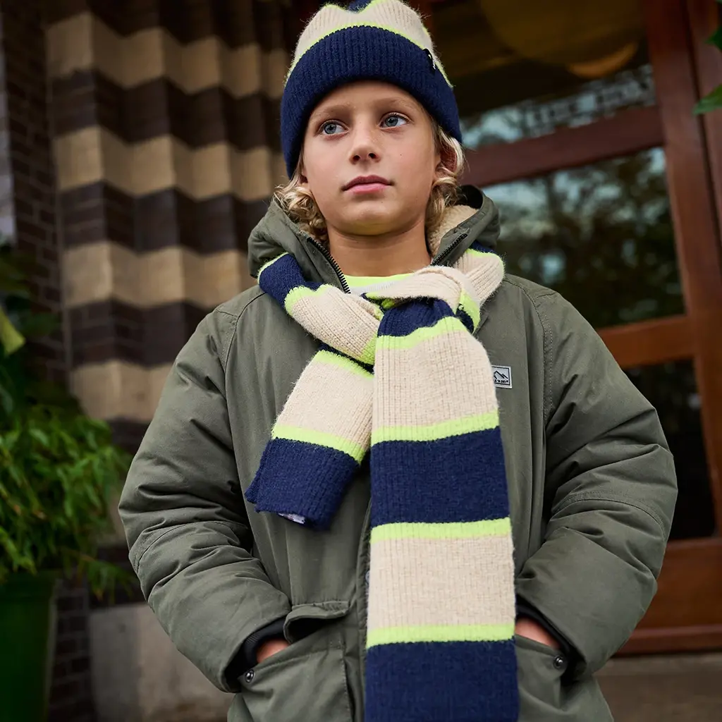 Set muts en sjaal stripes (navy blazer)