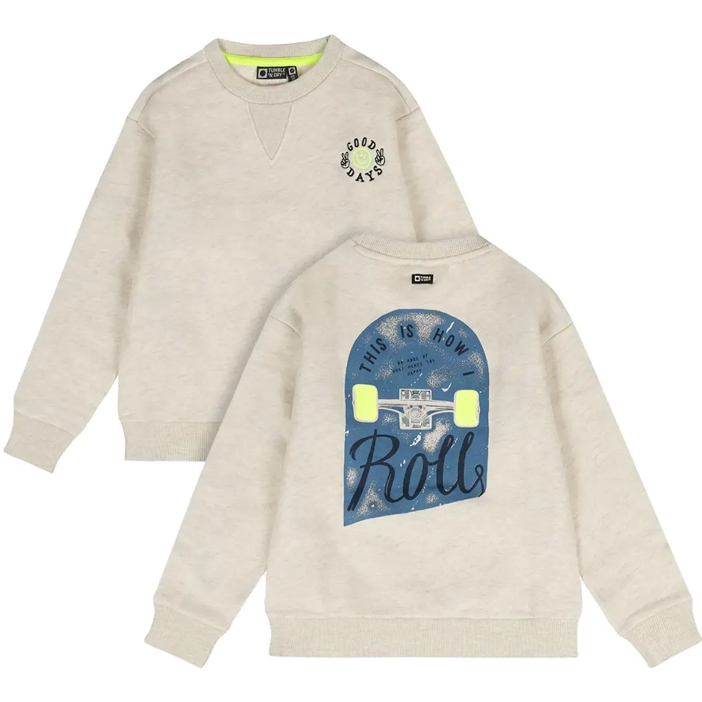 Trui Deck backprint (off white melange)