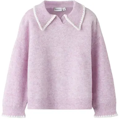 Gebreide trui polo Riksa (keepsake lilac)