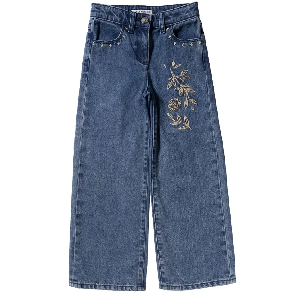 Jeans Flower wide fit (medium blue)