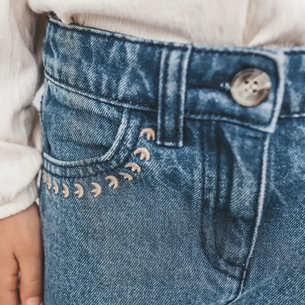 Jeans Flower wide fit (medium blue)