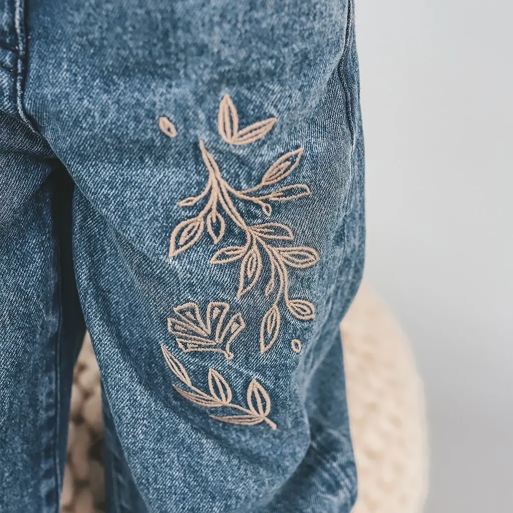 Jeans Flower wide fit (medium blue)