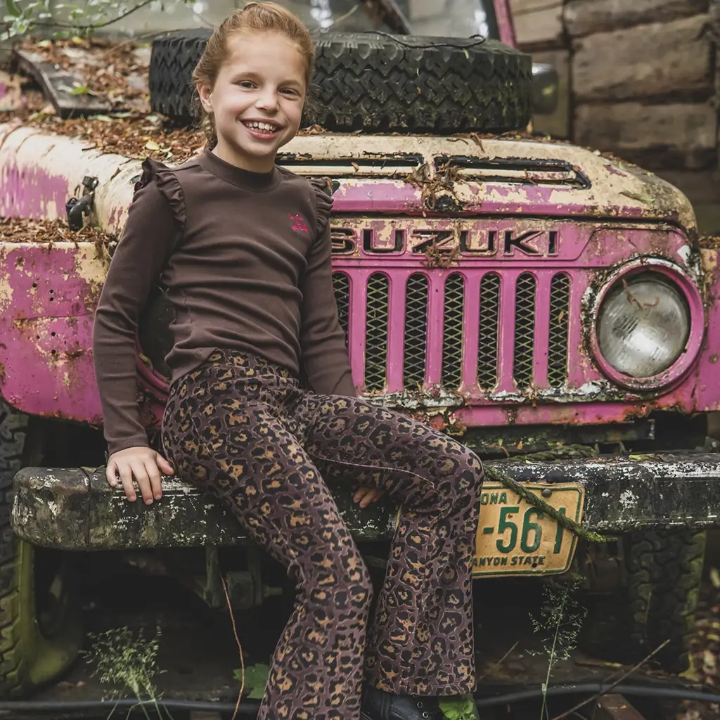 Broek flared velvet (velvet leopard)