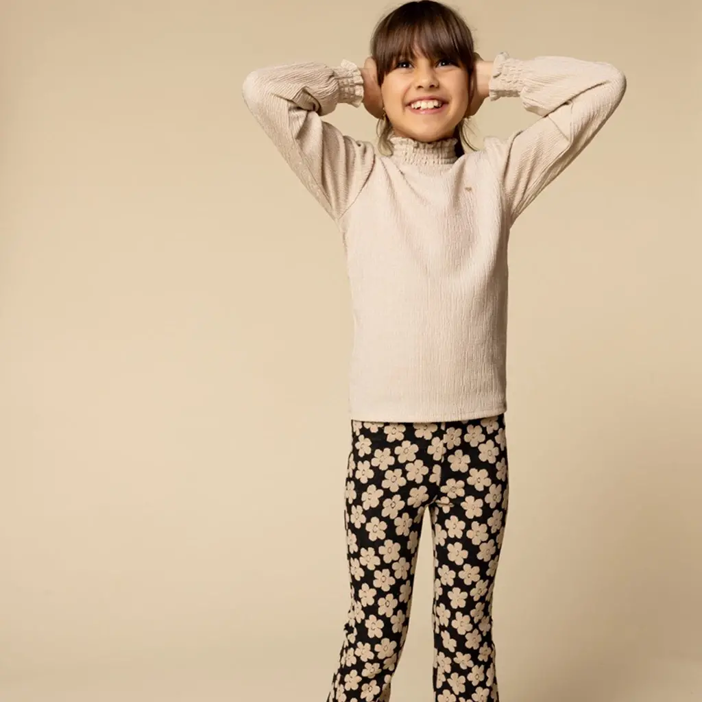 Broek flared (flowerfield black)