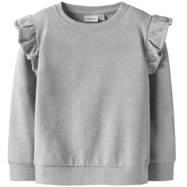 Trui sweat ruffles Tilde (light grey melange)