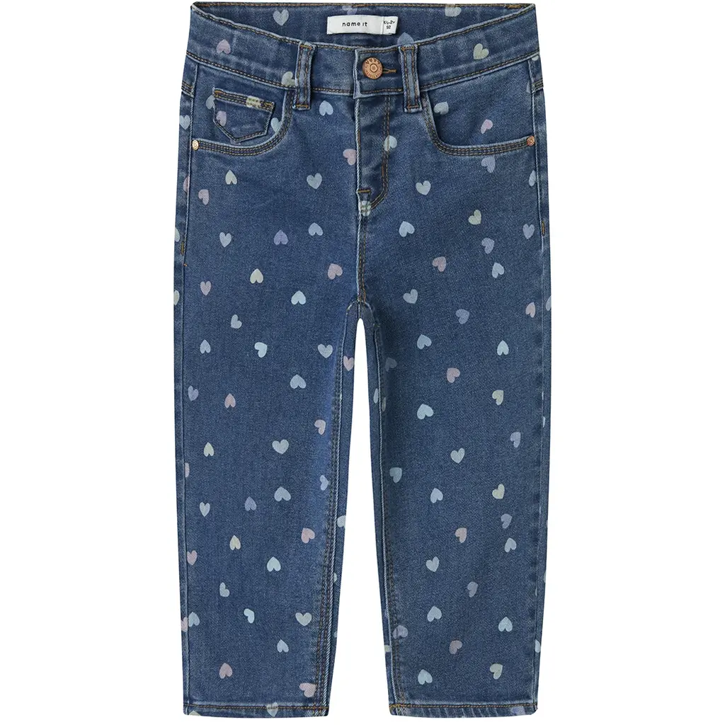 Jeans MOM FIT Bella (denim blue hearts)