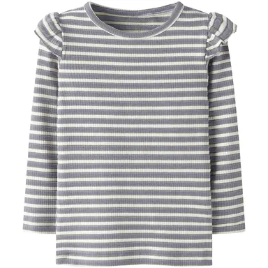 Longsleeve rib ruffle Taias (lavender gray/cloud dancer)