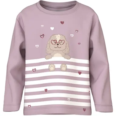 Longsleeve Valiane (dawn pink dog heart stripe)