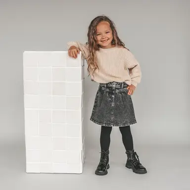 Spijkerrokje glitter (acid grey)