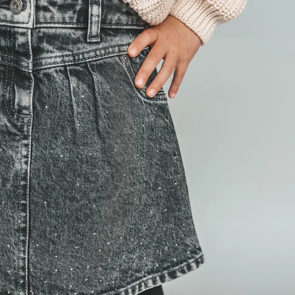 Spijkerrokje glitter (acid grey)