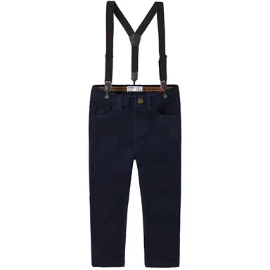 Broek SLIM corduroy met bretels Ryan (navy blazer)