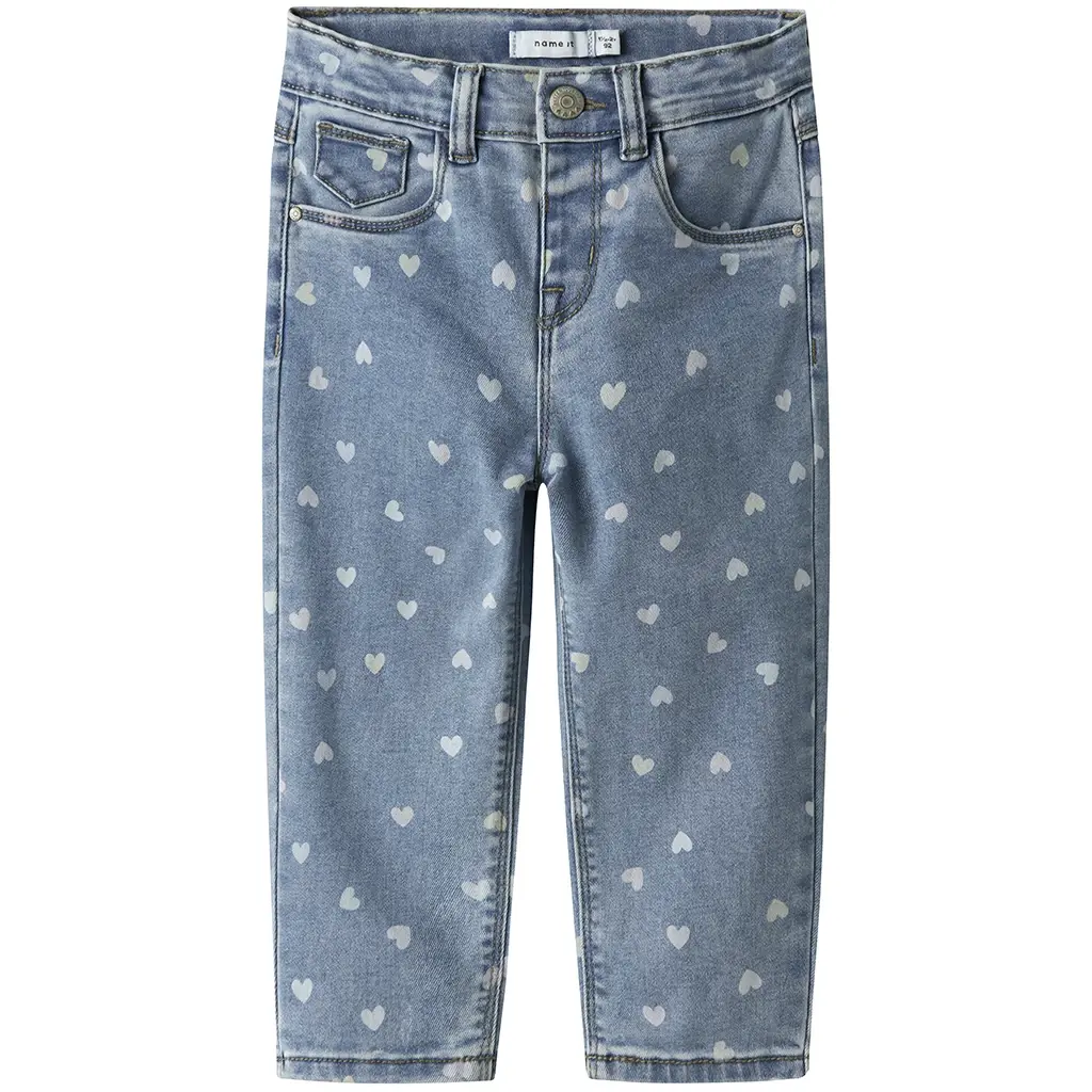 Jeans MOM FIT Bella (medium blue denim hearts)