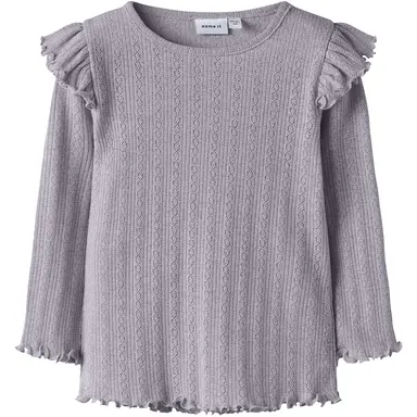 Longsleeve rib ruffle SLIM Blitta (lilac marble melange)