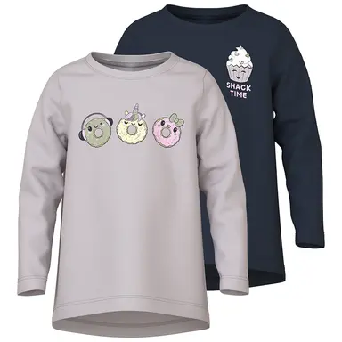 Twee longsleeves LOOSE Violet (navy blazer/lilac marble)