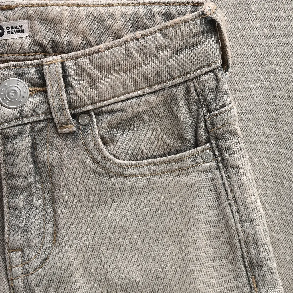 Spijkerbroek wide fit washed (used grey denim)