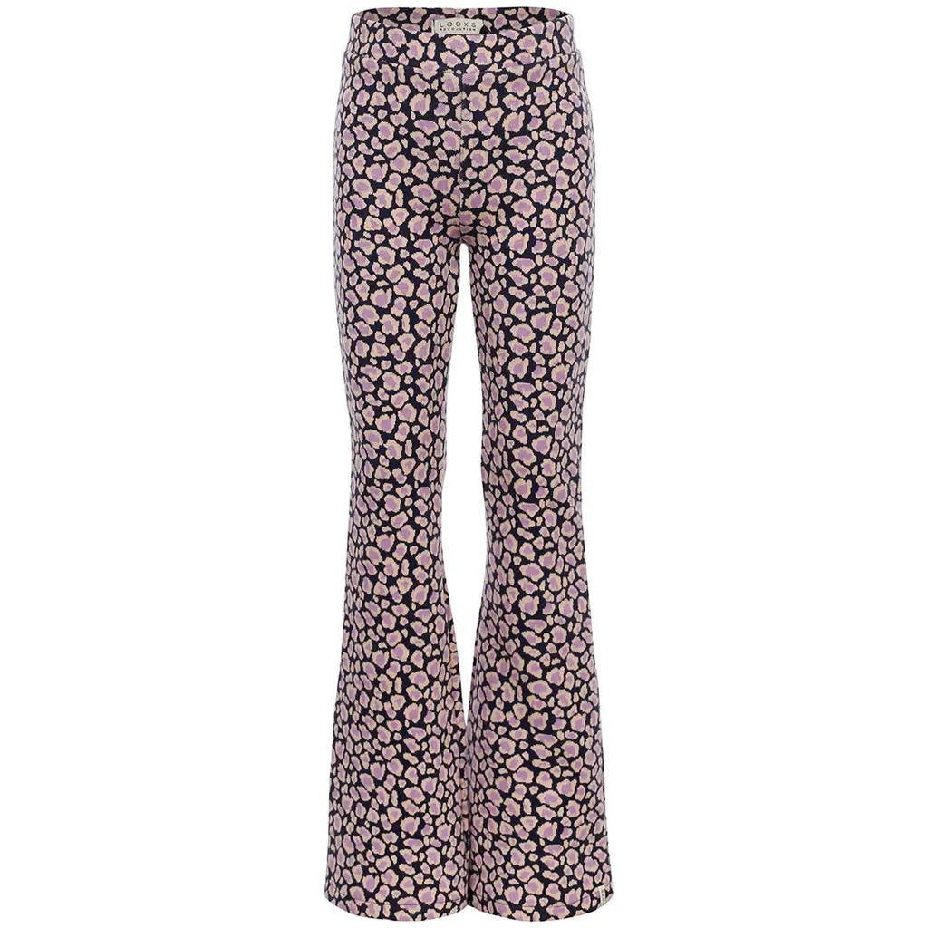 Broek flared (blue leopard)