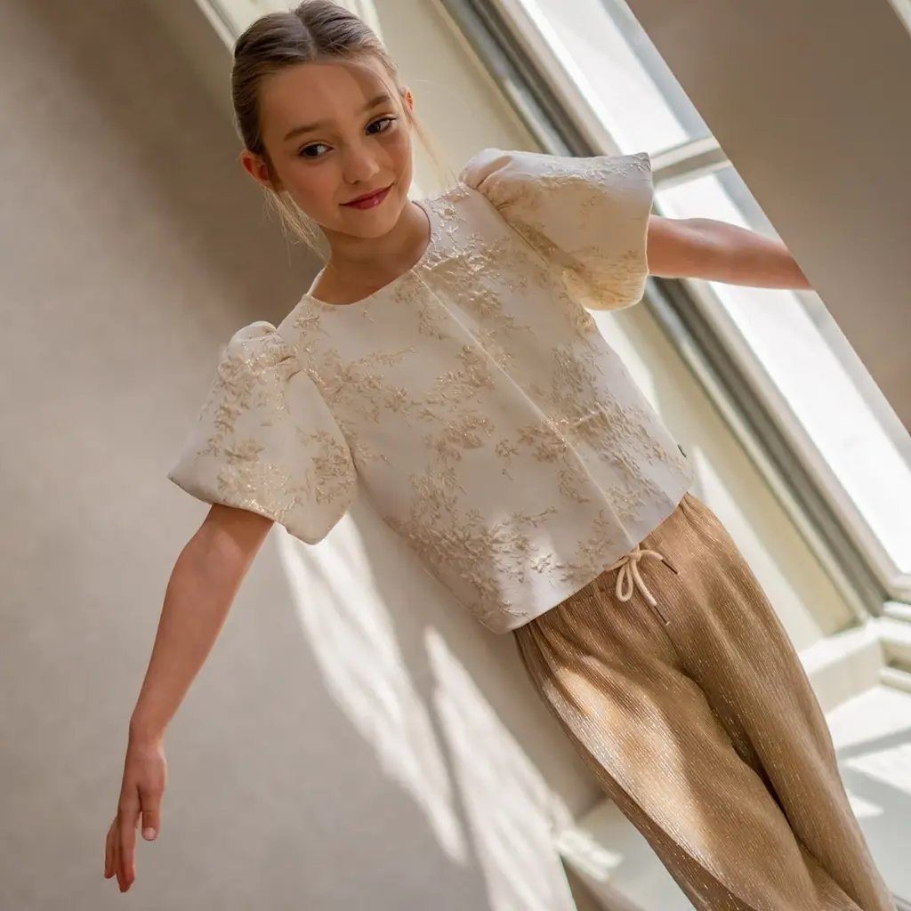 Broek Flora plisse glitter (soft gold)