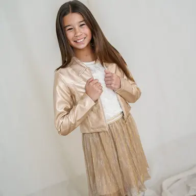 Rokje Sara plisse glitter (soft gold)