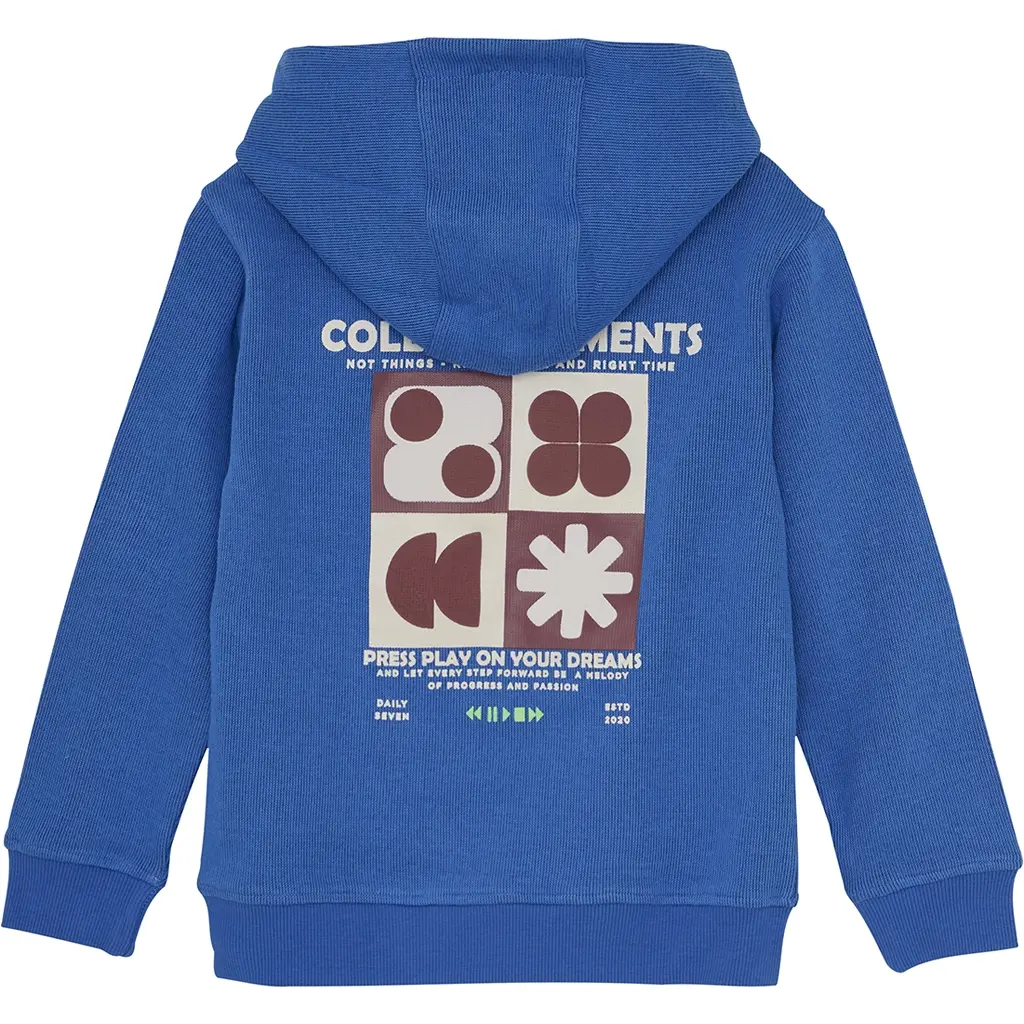 Trui hoodie backprint (dusty kobalt)