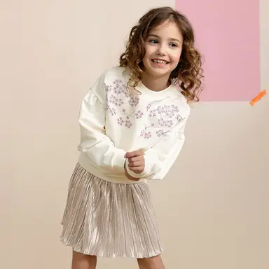 Rokje Nele metallic plisse (pearled ivory)