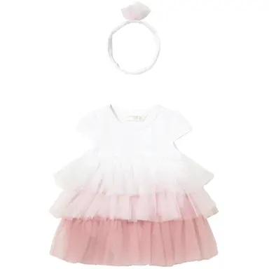 Jurkje met haarbandje (baby rose)