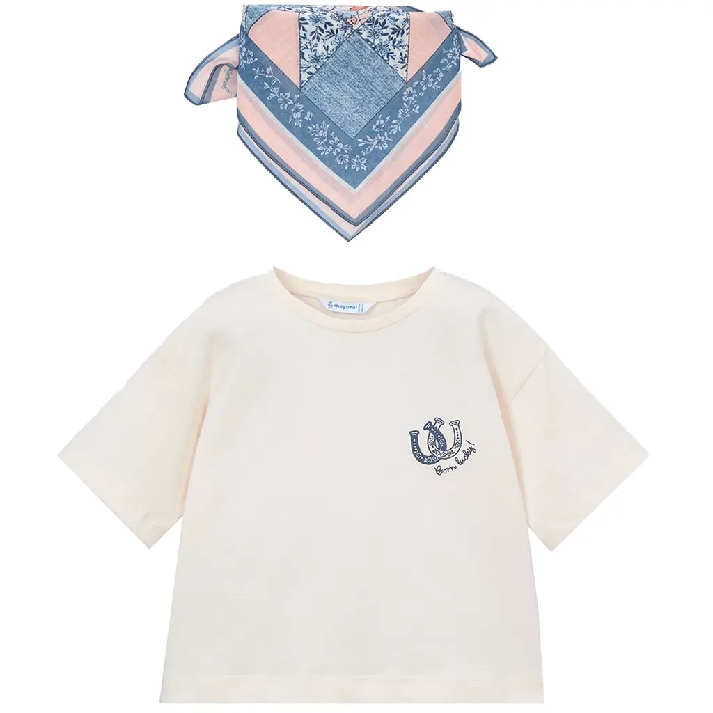 T-shirt met sjaaltje (sky bone)