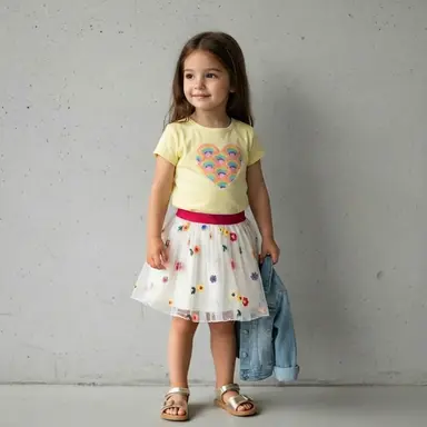 T-shirt Faro pailletten (light yellow)