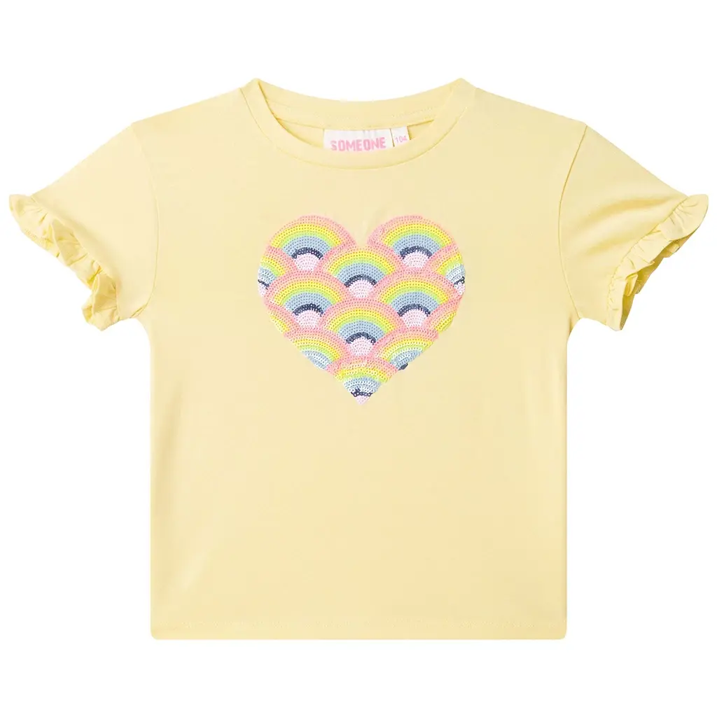 T-shirt Faro pailletten (light yellow)
