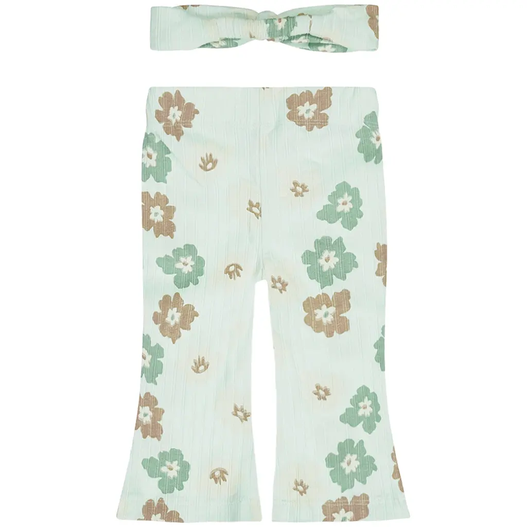 Broekje/legging flared met haarbandje (light aqua)