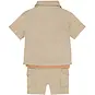 Dirkje Driedelig setje (sand) - overhemd; t-shirtje en kort broekje