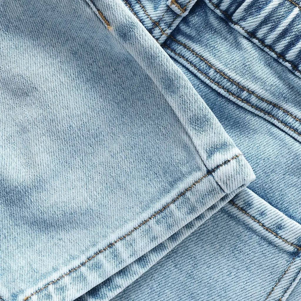 Korte spijkerbroek baggy fit (blue denim)