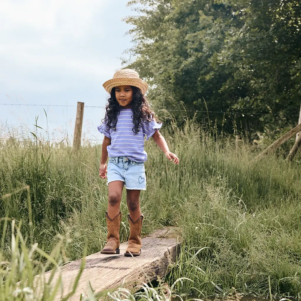 Korte spijkerbroek heart (blue denim)