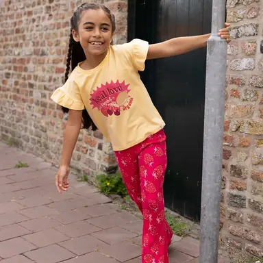 Broek flared rib (strawberry fields)