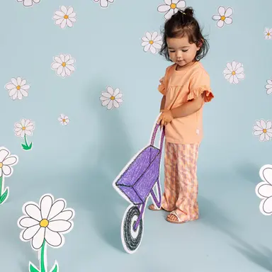 Broek flared Emilou (aop orange graphic)