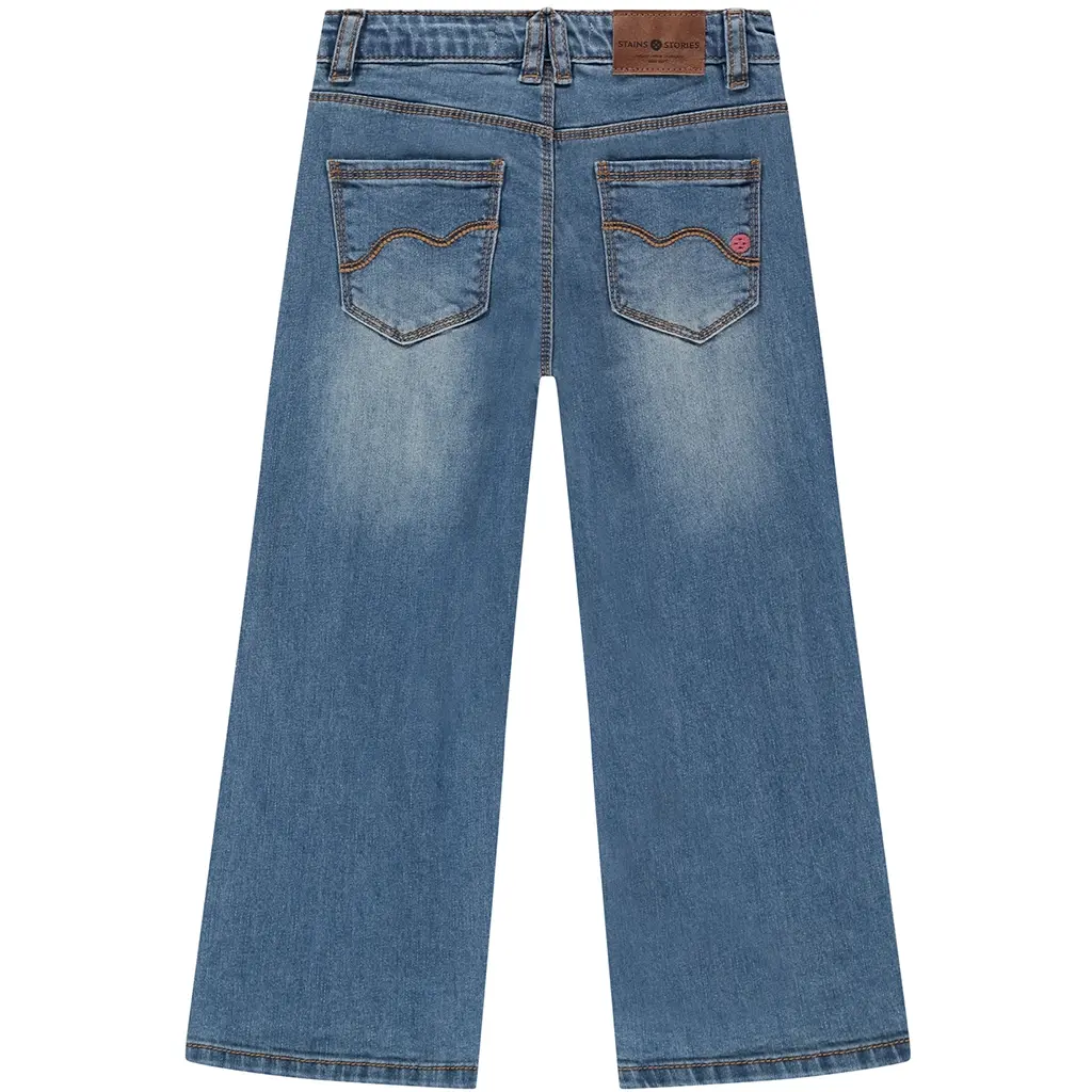 Spijkerbroek wide leg (medium blue)