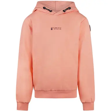 Trui hoodie backprint (neon coral)