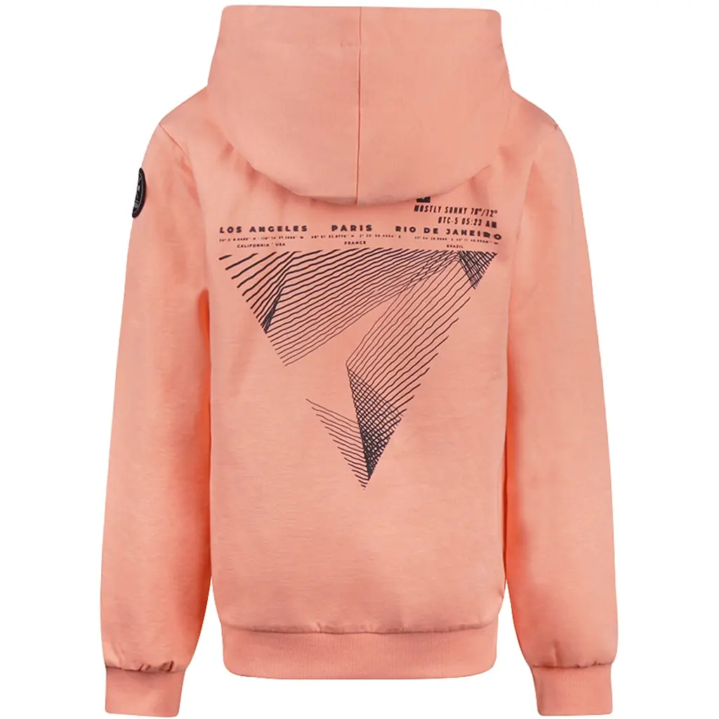 Trui hoodie backprint (neon coral)