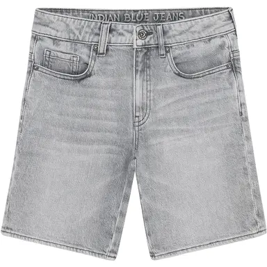 Korte spijkerbroek wide fit (light grey denim)