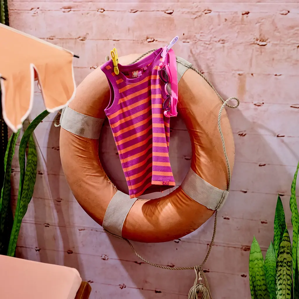 Tanktop strepen tricot rib Fanny (living coral)