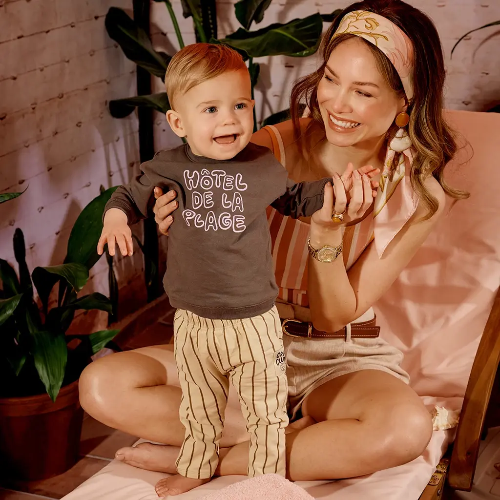 Broekje sweat streepje Mylo (nude flush)